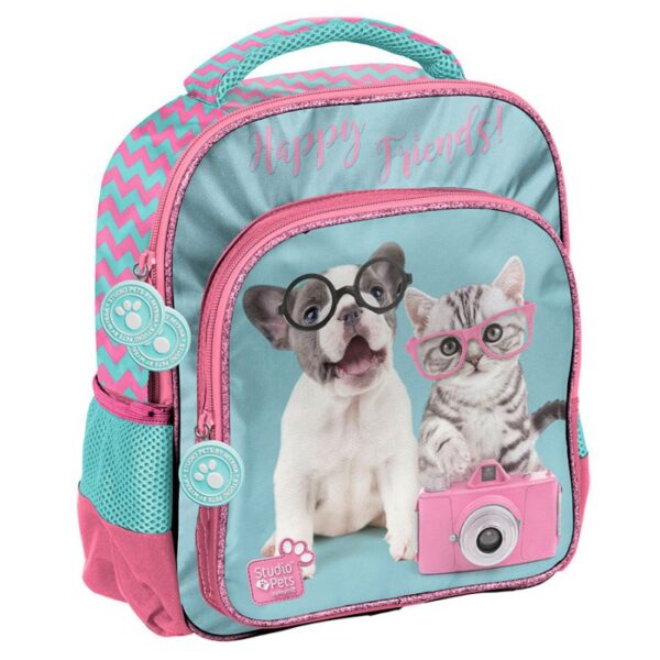 Plecak szkolny Studio Pets błękitno-różowy Happy Friends 5045