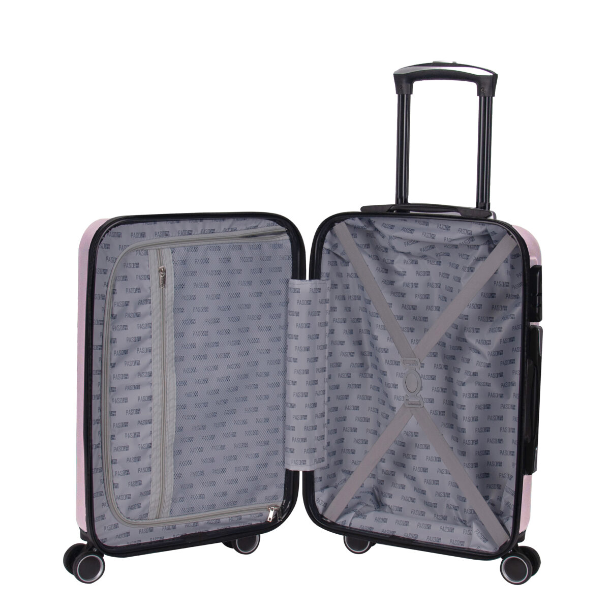 Walizka średnia różowa z czarnymi dodatkami Paso - obrazek 5