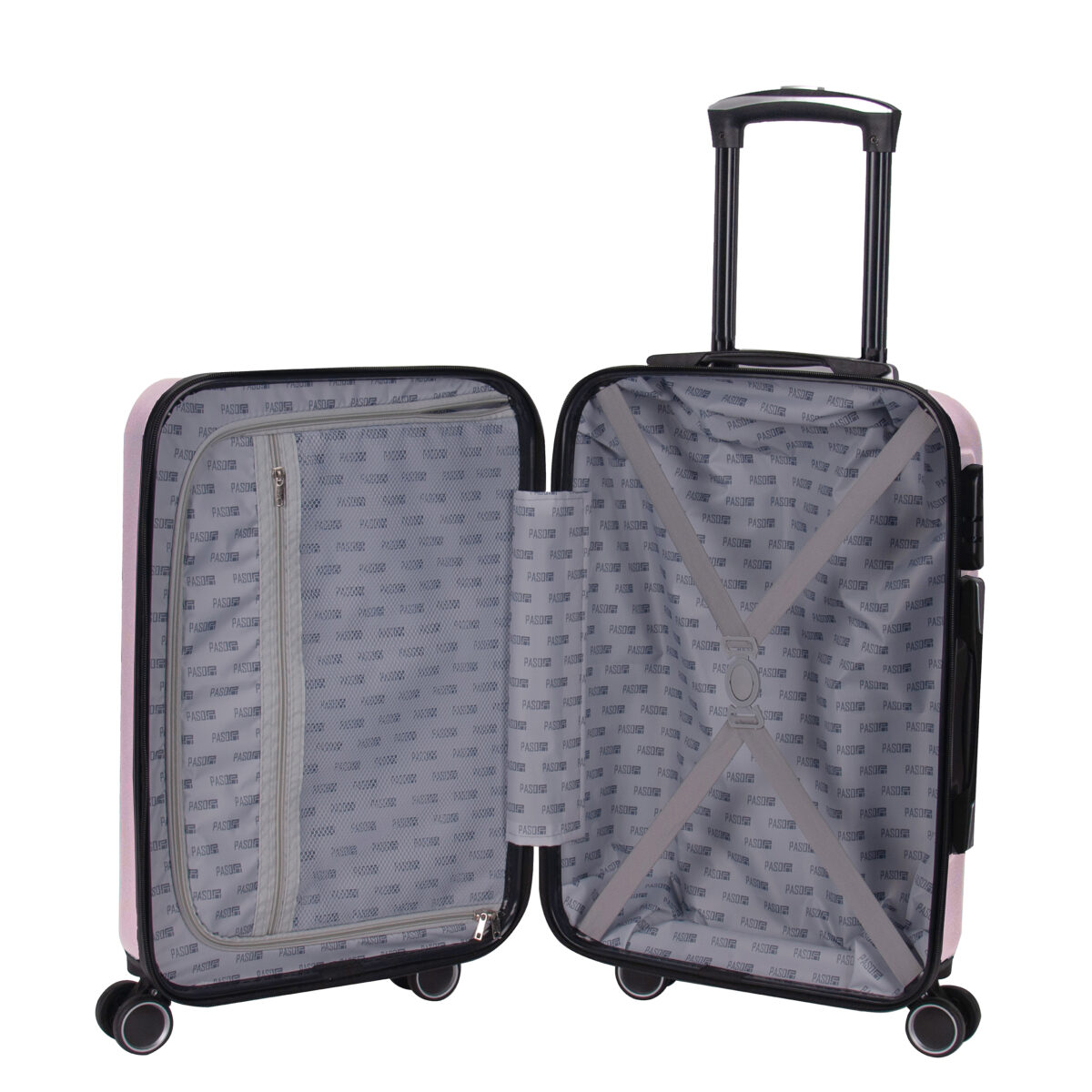 Walizka mała różowa z czarnymi wstawkami Paso - obrazek 5