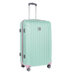 Walizka średnia zielona z różowymi elementami Paso