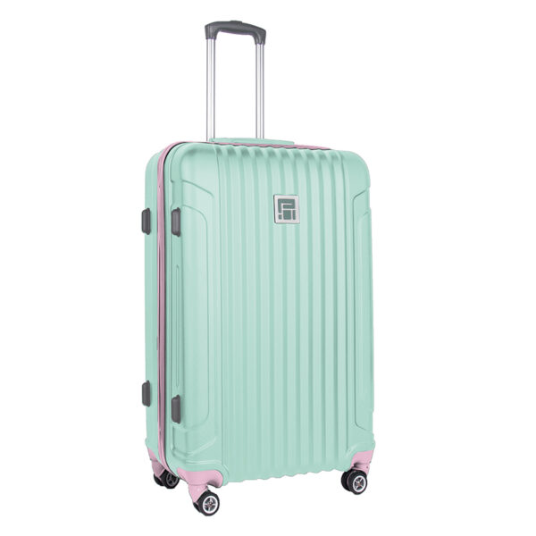 Walizka średnia zielona z różowymi elementami Paso