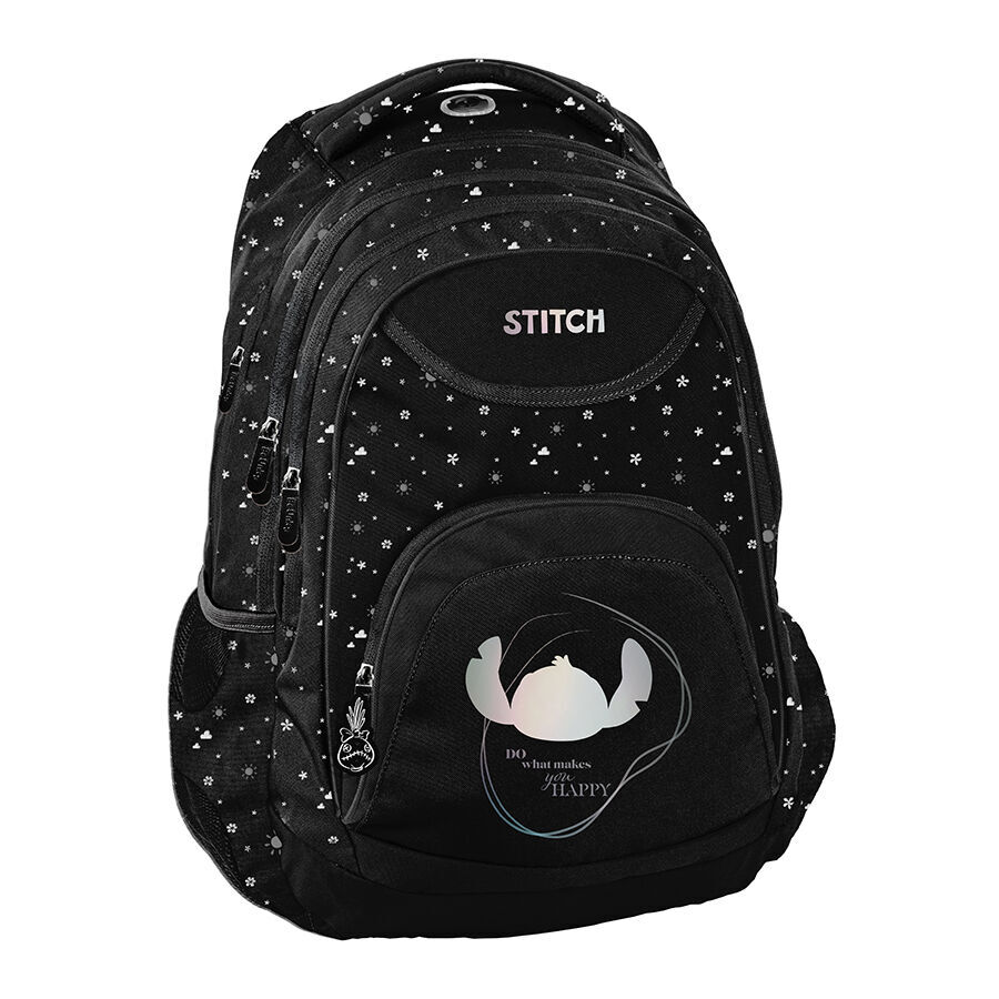 DS25II-2708_5903162138985_1 Plecak młodzieżowy czarny Makes you happy Stitch BeUniq - obrazek 1